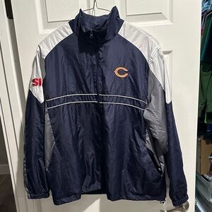 XL Chicago Bears Navy and Gray Windbreaker Jacket